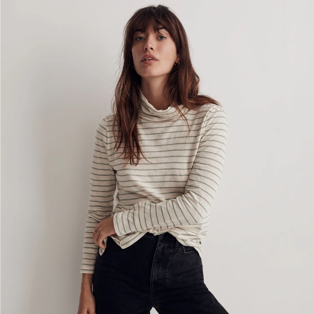 NWT Madewell Whisper Cotton Turtleneck in Ronnie Stripe